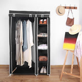 Amal black tall double canvas wardrobe with rail and shelves – 172cm