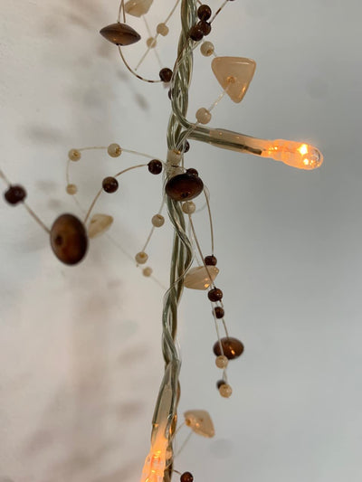 40 Bulb Rice Light Set with Brown/Amber Beads