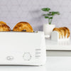 Quest 4 Slice Toaster White - Extra Wide Long Slots for Crumpets and Bagels - 6 Settings - Reheat and Defrost