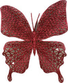 Set of three large red glitter clip-on butterfly decorations