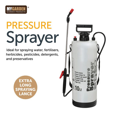 MYGARDEN GARDEN PRESSURE SPRAYER KNAPSACK WEEDKILLER CHEMICAL FENCE WATER SPRAY BOTTLE (8Litre)