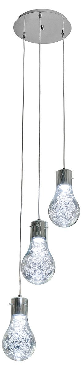 Febland Bulb Shaped LED Pendant Lamp, Metal, Chrome Silver