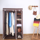 Amal brown tall double canvas wardrobe with rail and shelves – 172cm