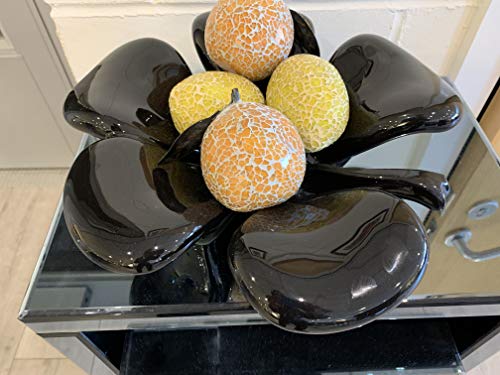 Febland black ceramic clover bowl – 35cm