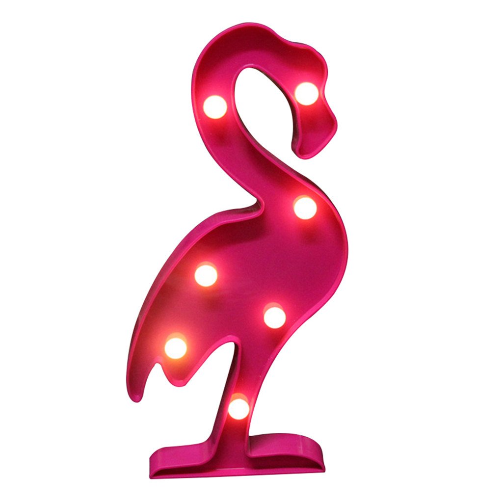 Warm white flamingo LED battery night light 30cm