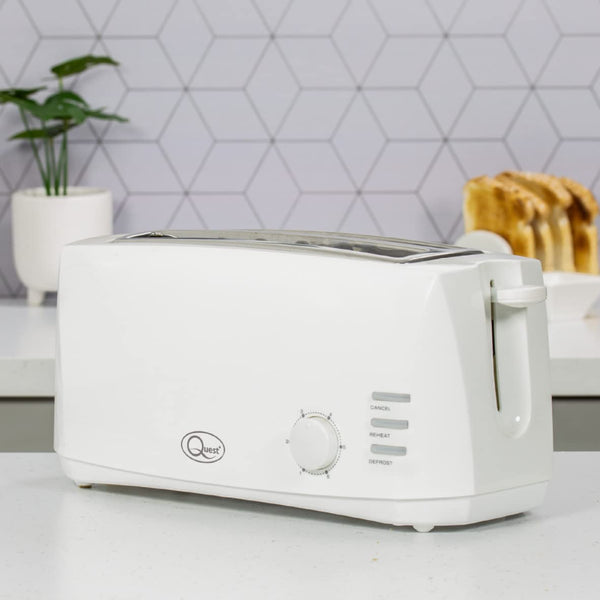 Quest Slice Toaster White Extra Wide Long Slots for Crumpets