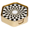Febland Hexagon Coaster Checker Design-Set of 4, Black, Small