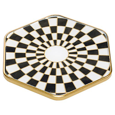 Febland Hexagon Coaster Checker Design-Set of 4, Black, Small