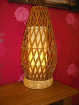 Beige woven wicker floor lamp – 53cm