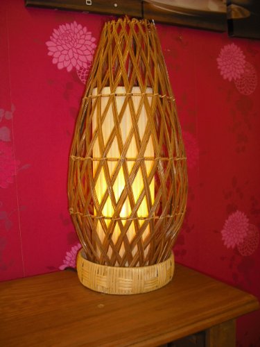 Beige woven wicker floor lamp – 53cm