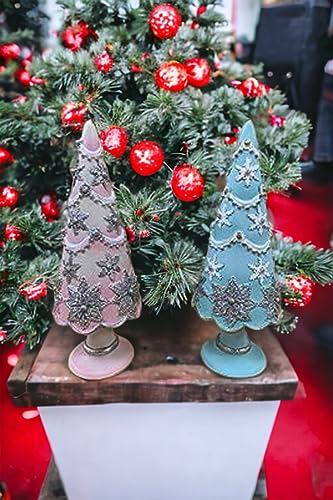 Premier Decorations 16cm Resin Christmas Tree (Blue & Silver)
