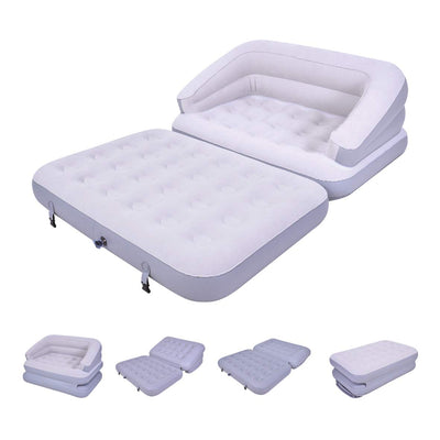 Avenli 88170 5-in-1 Inflatable Flocked Sofa Bed/Grey/Easy to Inflate/Ideal for Camping, Festivals or Spare Bed