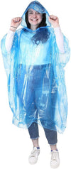 Adult blue lightweight waterproof hooded rain poncho