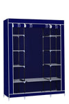 AROME PUR Fabric Canvas Wardrobe Organizers Clothes Rail Shelves Storage Closet Triple (Blue)