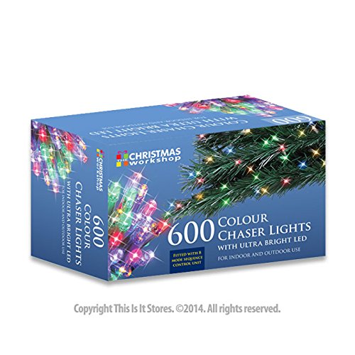 600 multi-coloured LED chaser Christmas lights – 41.9m