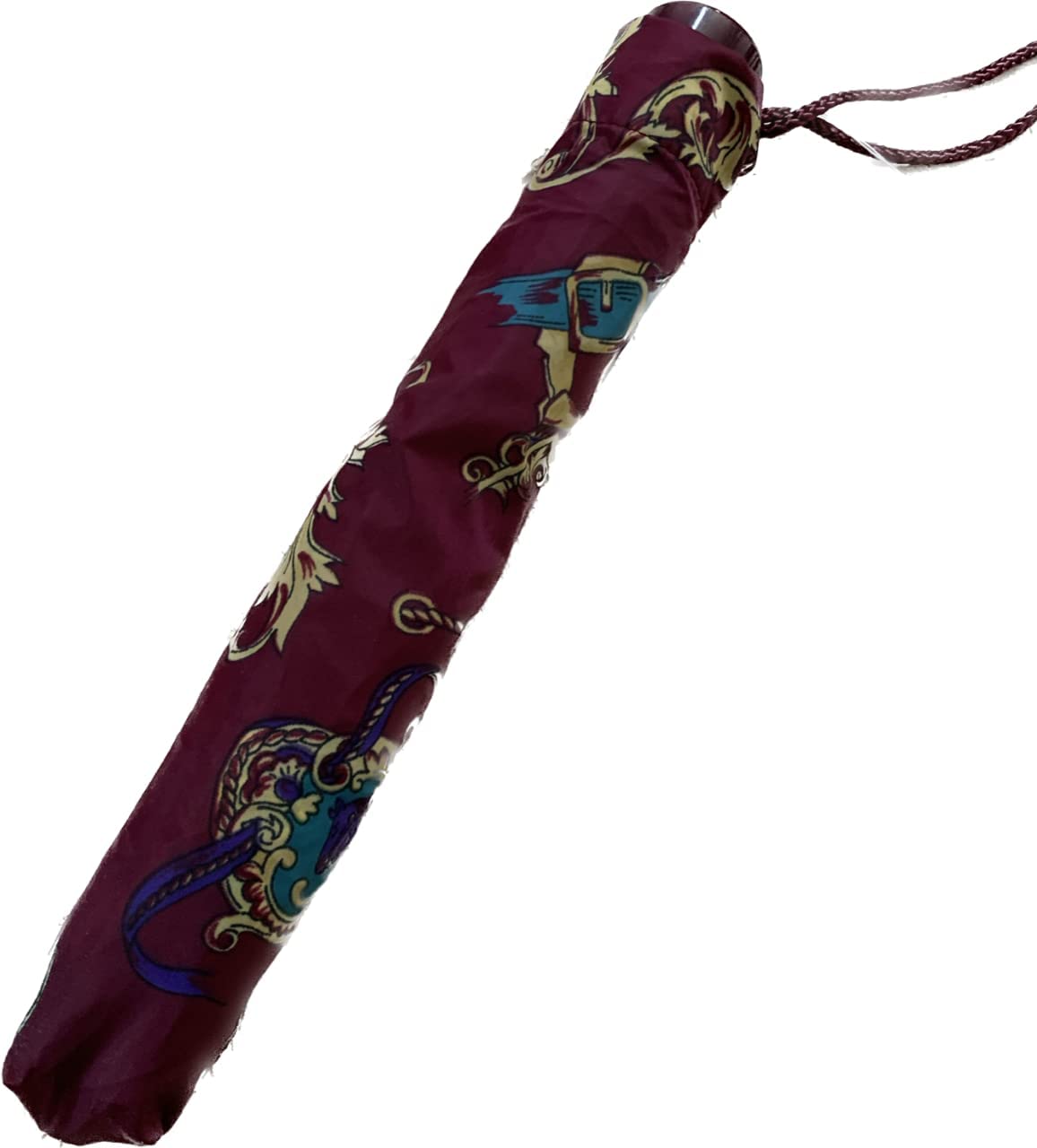 Black patterned compact telescopic umbrella with cover