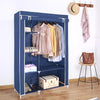 AROME PUR Canvas Wardrobe Organizer Clothes Rail Shelves Storage Closet Double Short (Blue)