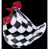 Checked glass hen ornament 17cm