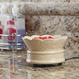 Candle Warmers Etc. cream embossed ceramic candle and wax melt warmer