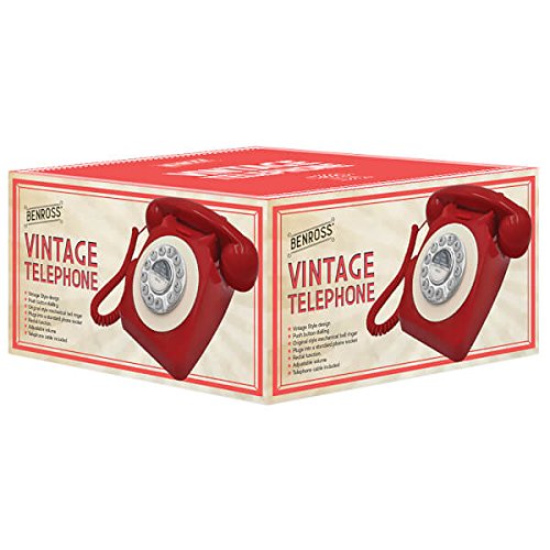 Classic Retro Vintage Style Home Telephone RED Mechanical Ringer and Redial Function