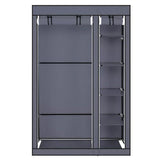 Generic Fabric Canvas Wardrobe Organizer Clothes Rail Shelves Storage Closet Double Tall (Grey), 59-60-61-62A