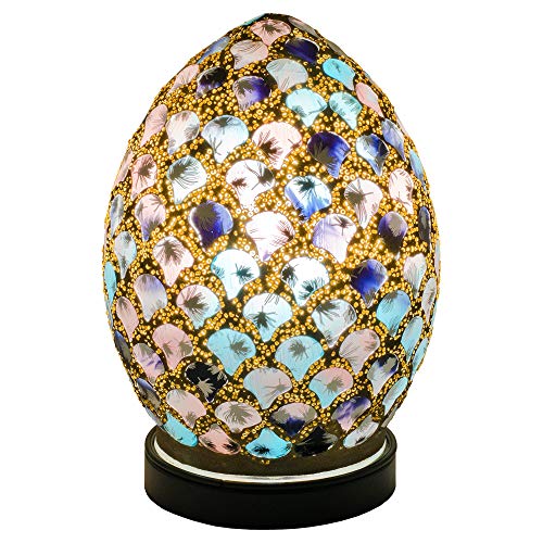 Febland Mini Mosaic Glass Egg Lamp-Blue & Pink Tile, Blue/Pink
