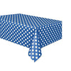 Unique royal blue and white polka dot plastic tablecloth