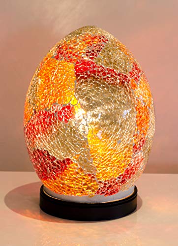 20cm red mosaic glass mini egg table lamp