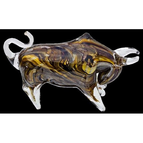 Textured glass bull ornament 26cm