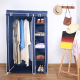 Amal blue tall double canvas wardrobe with rail and shelves – 172cm