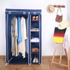 AROME PUR Fabric Canvas Wardrobe Organizer Clothes Rail Shelves Storage Closet Double Tall (Blue)