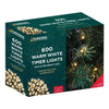 600 LED warm white battery timer Christmas lights box
