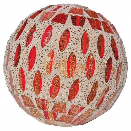Medium red mirrored mosaic glass decorative ball 10.5cm