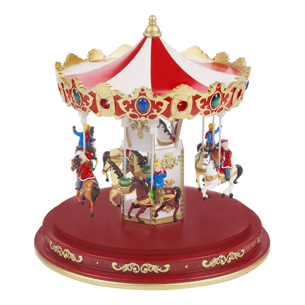 Musical LED revolving Christmas carousel with multi-coloured lights