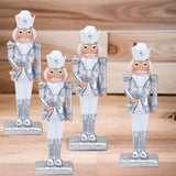 Widdop silver Nutcracker hanging Christmas decorations set of four 13cm
