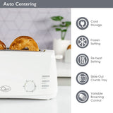 Quest 1400W white 4-slice toaster with extra-wide slots