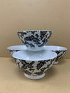 Set of 4 Bowls - Black & White Floral