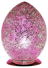30cm rose pink and silver mosaic glass egg table lamp