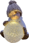 Ceramic Boy with Light Up Snowball & Woolly Hat