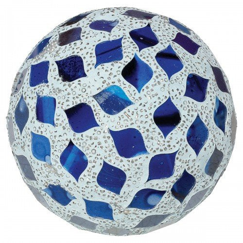 Blue mirrored mosaic glass decorative ball 10.5cm
