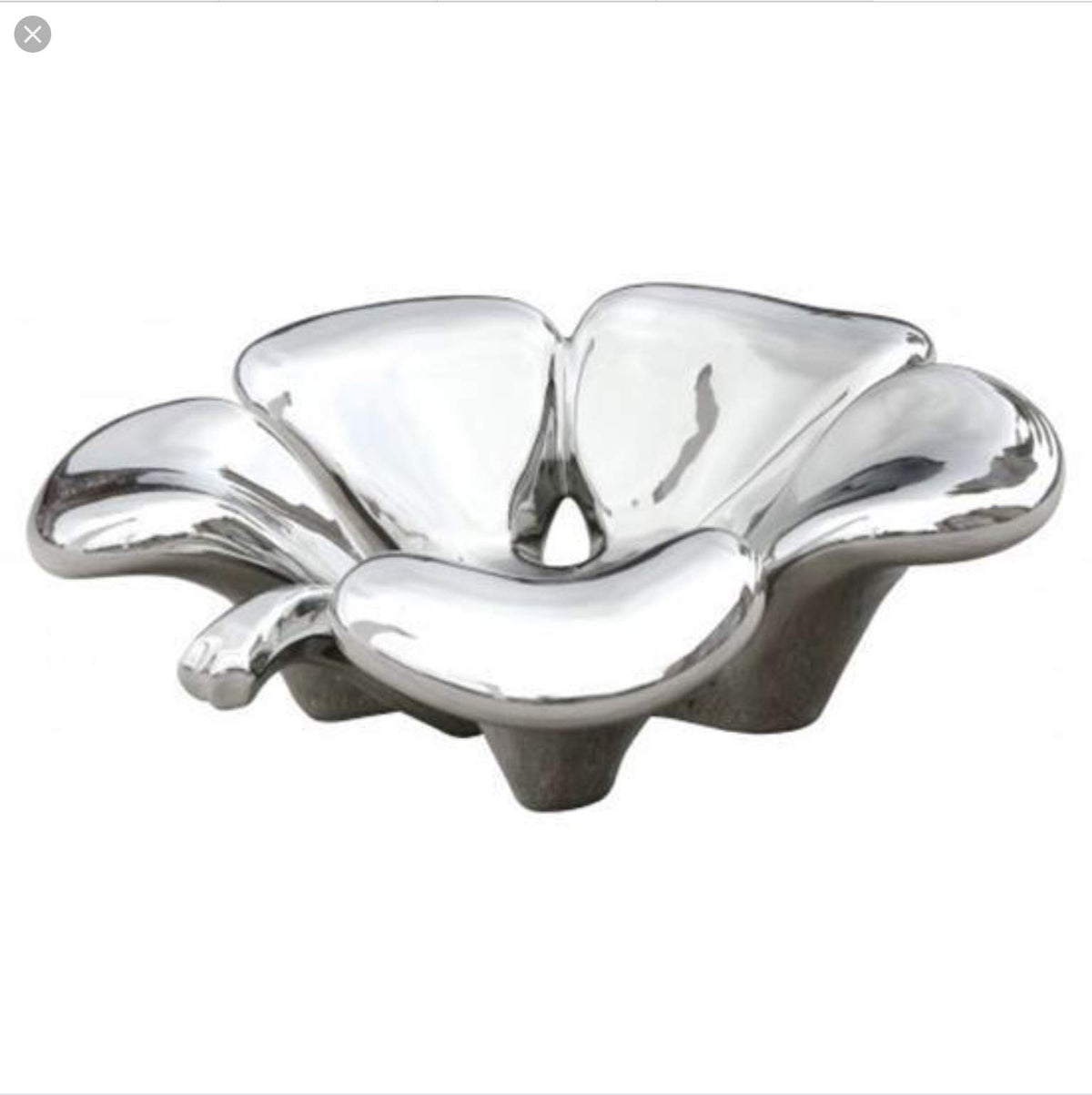 Silver ceramic five-leaf clover bowl – 35cm
