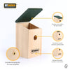 My Garden Bird Nesting Box House Wooden Hanging Garden Nest Box Home For Wild Birds Weatherproof Eco-Friendly Birdhouse with Bird Spotting Chart