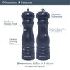 Blackmoor 68069 Manual Salt and Pepper Grinder Set/Classic Wooden Design with Ceramic Grinding Core/Adjustable Coarseness/Navy Blue Colour