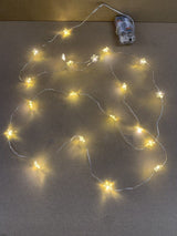 20 warm white LED flower fairy lights on copper wire
