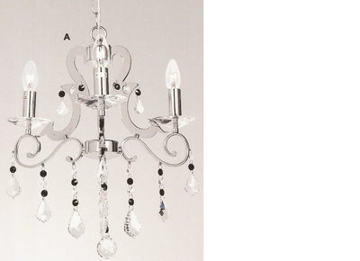 Cleopatra 3 Light Chrome Chandelier with Genuine Crystal Droplets MC100/3