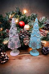 Pink cream glitter resin Christmas tree decoration