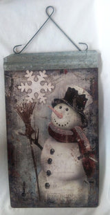 Christmas Decoration - Metal Wall Hanging - Frosty Snowman