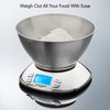 Blackmoor Digital Kitchen Scales with Bowl/Deluxe Stainless Steel Design/Weighing Scales for Cooking & Baking/Weigh in Ounces and Grams/Backlit LCD Display / 5kg Capacity/Tare Function