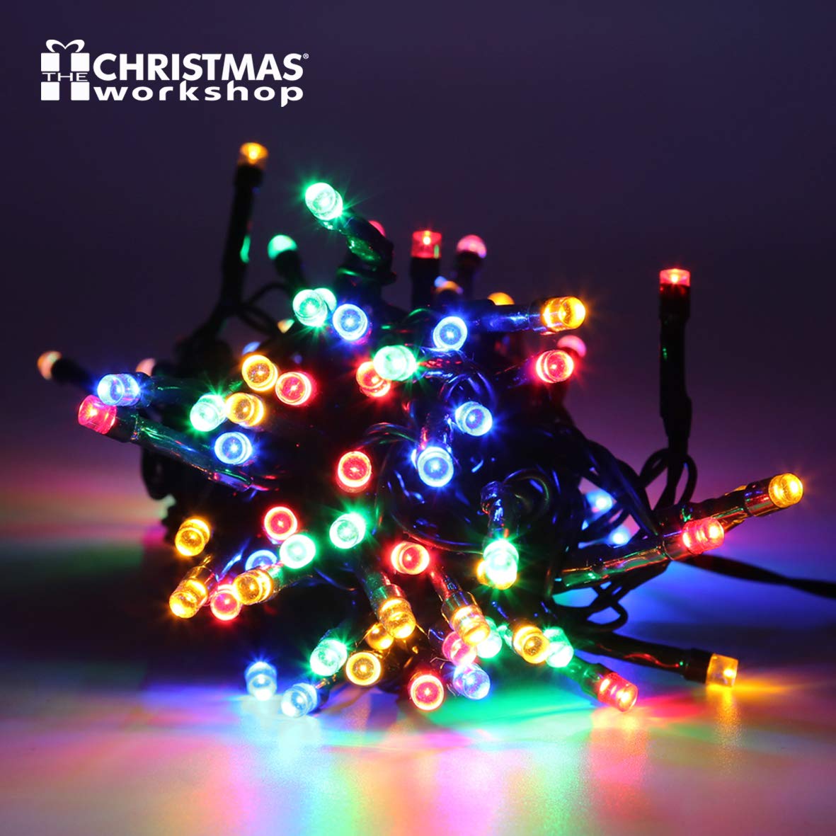 300 multi-coloured LED chaser Christmas lights – 20.9m