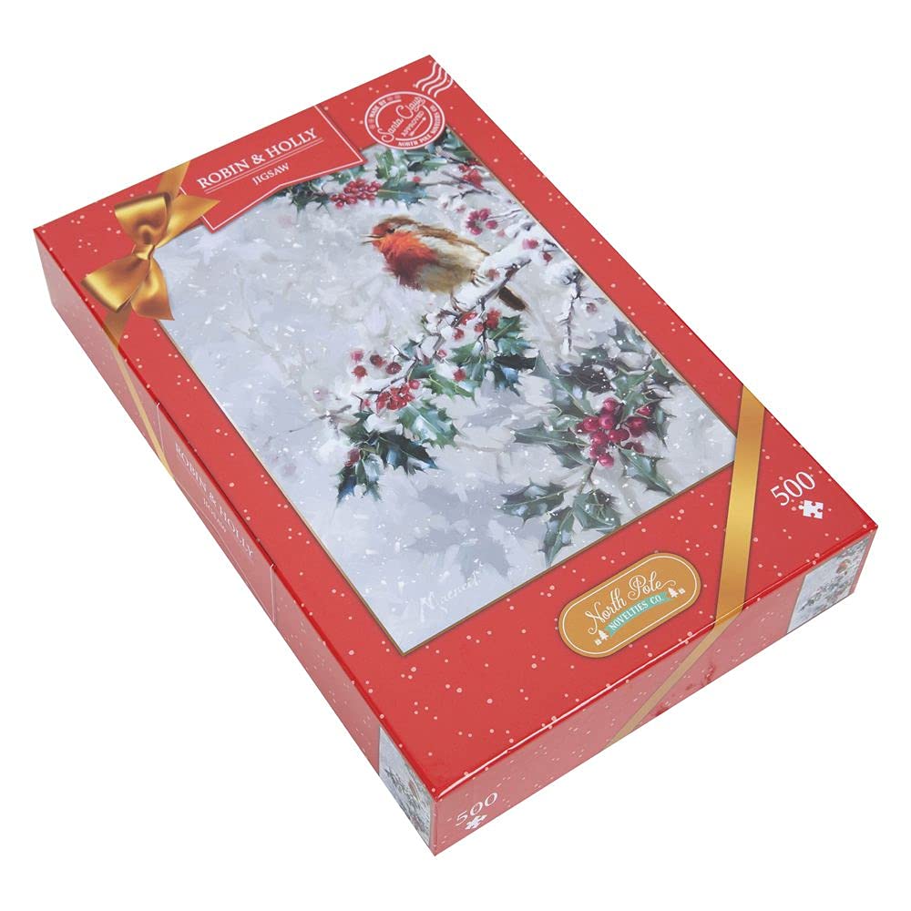 Richard Macneil robin on a holly bush 500-piece jigsaw puzzle